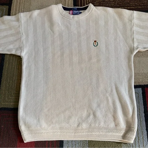 Vintage Chaps Ralph Lauren Knit Hand Framed Crewneck Sweater Men's Size XL - Picture 2 of 7
